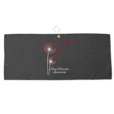 Dandelion Go Red Ribbon Heart Disease Awareness Month Large Microfiber Waffle Golf Towel