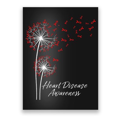 Dandelion Go Red Ribbon Heart Disease Awareness Month Poster