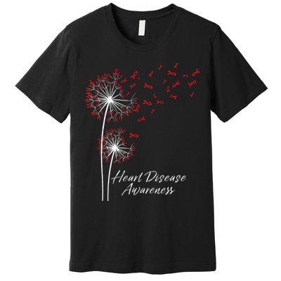 Dandelion Go Red Ribbon Heart Disease Awareness Month Premium T-Shirt