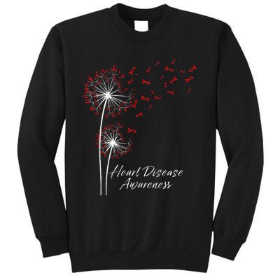 Dandelion Go Red Ribbon Heart Disease Awareness Month Tall Sweatshirt