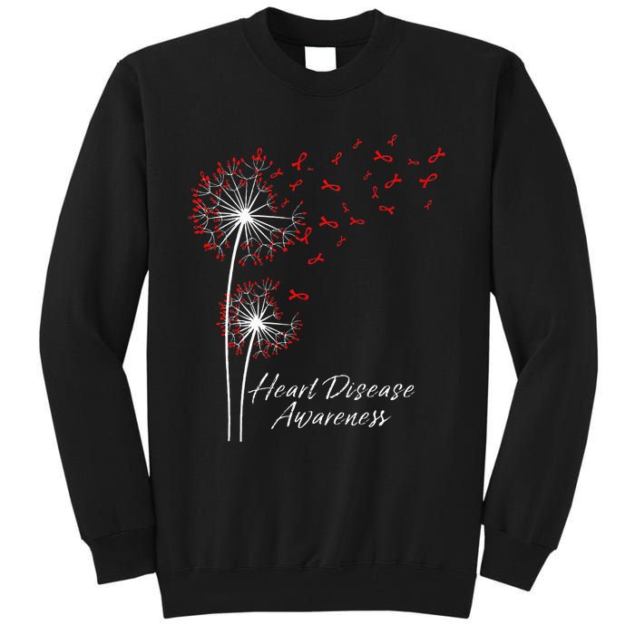 Dandelion Go Red Ribbon Heart Disease Awareness Month Tall Sweatshirt