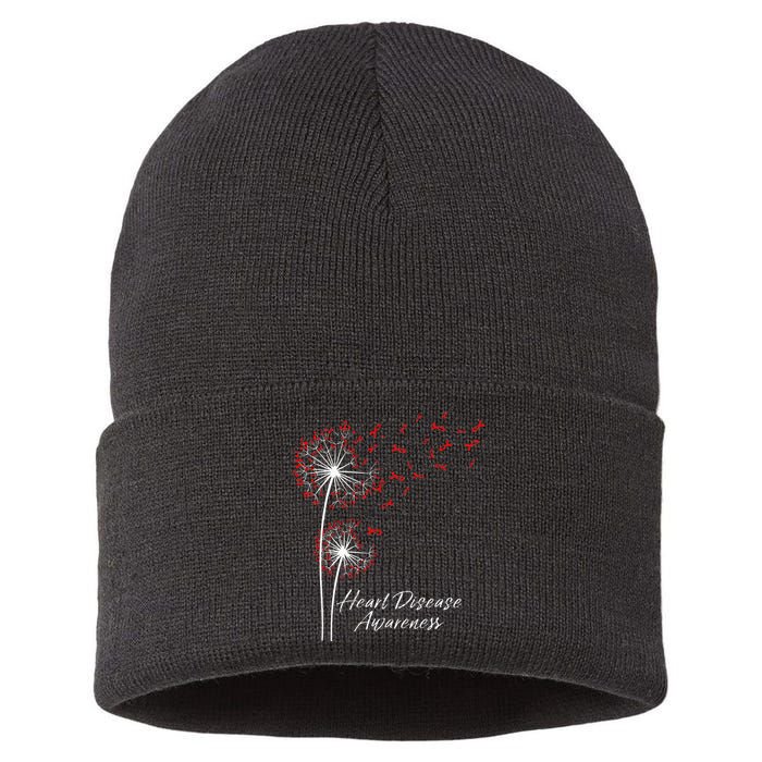 Dandelion Go Red Ribbon Heart Disease Awareness Month Sustainable Knit Beanie