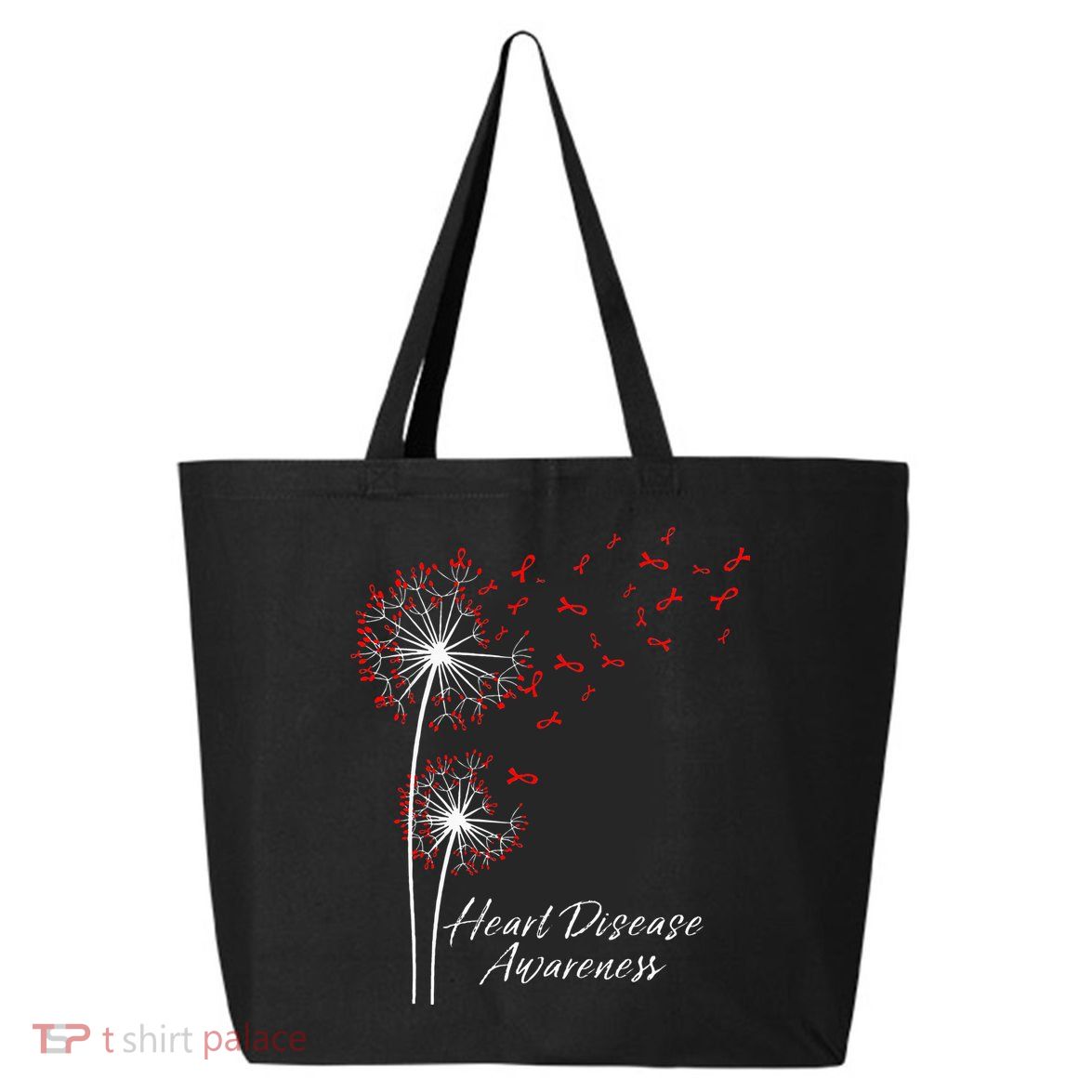 Dandelion Go Red Ribbon Heart Disease Awareness Month 25L Jumbo Tote