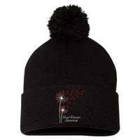Dandelion Go Red Ribbon Heart Disease Awareness Month Pom Pom 12in Knit Beanie