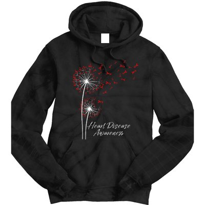 Dandelion Go Red Ribbon Heart Disease Awareness Month Tie Dye Hoodie