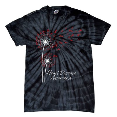 Dandelion Go Red Ribbon Heart Disease Awareness Month Tie-Dye T-Shirt