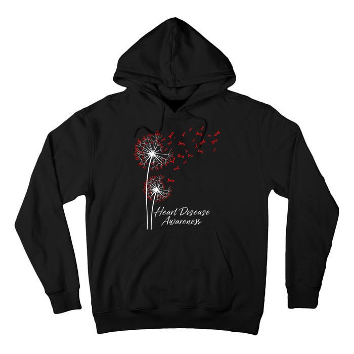 Dandelion Go Red Ribbon Heart Disease Awareness Month Tall Hoodie