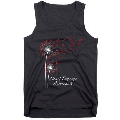 Dandelion Go Red Ribbon Heart Disease Awareness Month Tank Top