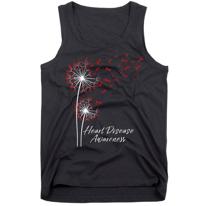 Dandelion Go Red Ribbon Heart Disease Awareness Month Tank Top