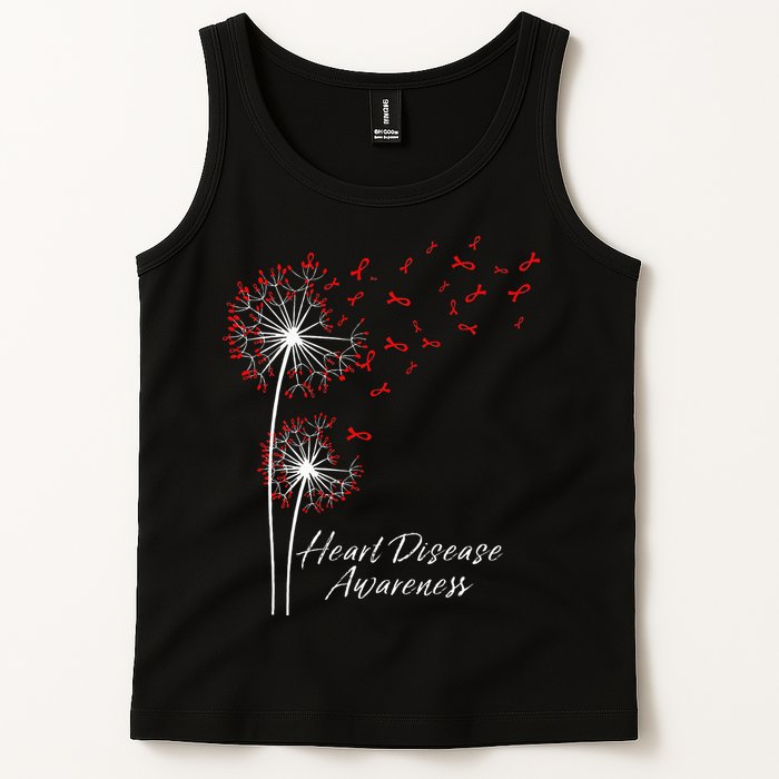 Dandelion Go Red Ribbon Heart Disease Awareness Month Tank Top