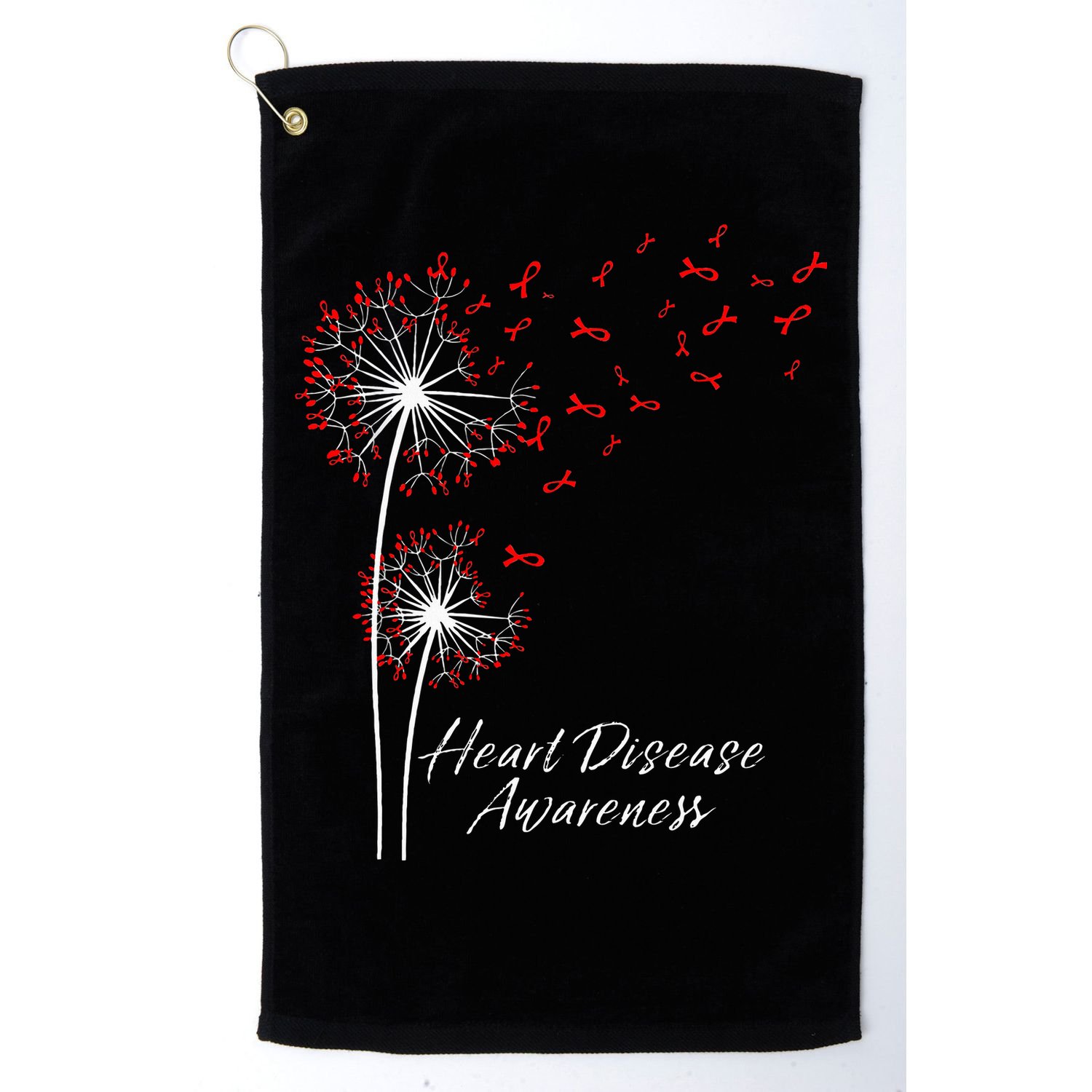 Dandelion Go Red Ribbon Heart Disease Awareness Month Golf Towel
