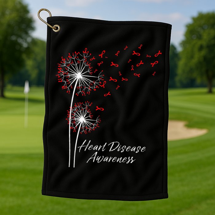 Dandelion Go Red Ribbon Heart Disease Awareness Month Golf Towel
