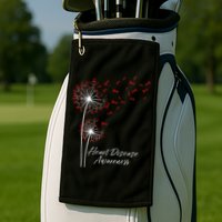 Dandelion Go Red Ribbon Heart Disease Awareness Month Golf Towel