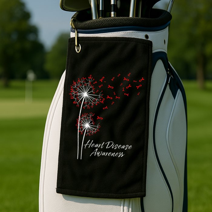Dandelion Go Red Ribbon Heart Disease Awareness Month Golf Towel