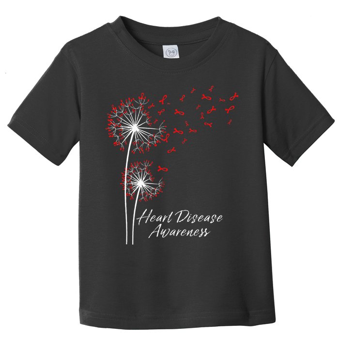 Dandelion Go Red Ribbon Heart Disease Awareness Month Toddler T-Shirt