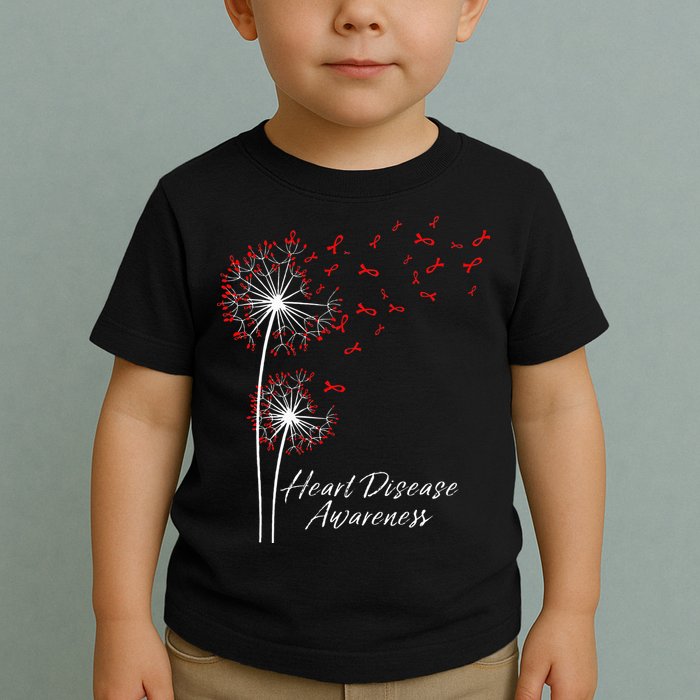 Dandelion Go Red Ribbon Heart Disease Awareness Month Toddler T-Shirt