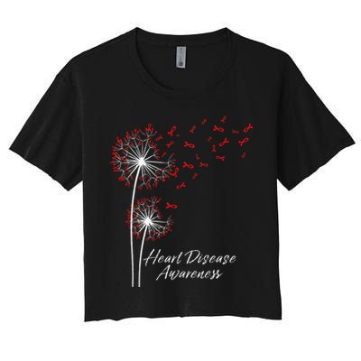 Dandelion Go Red Ribbon Heart Disease Awareness Month Crop Top