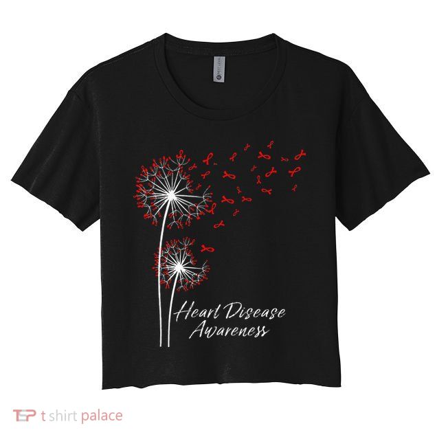 Dandelion Go Red Ribbon Heart Disease Awareness Month Crop Top