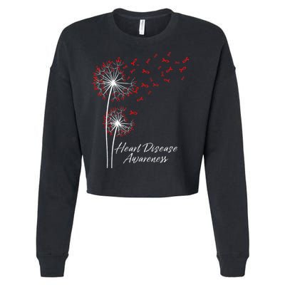 Dandelion Go Red Ribbon Heart Disease Awareness Month Cropped Pullover Crew