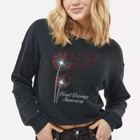 Dandelion Go Red Ribbon Heart Disease Awareness Month Cropped Pullover Crew
