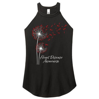 Dandelion Go Red Ribbon Heart Disease Awareness Month Women's Perfect Tri Rocker Tank