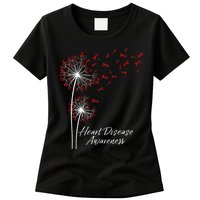 Dandelion Go Red Ribbon Heart Disease Awareness Month Womens T-Shirt