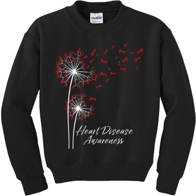 Dandelion Go Red Ribbon Heart Disease Awareness Month Kids Sweatshirt