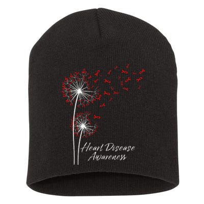 Dandelion Go Red Ribbon Heart Disease Awareness Month Short Acrylic Beanie