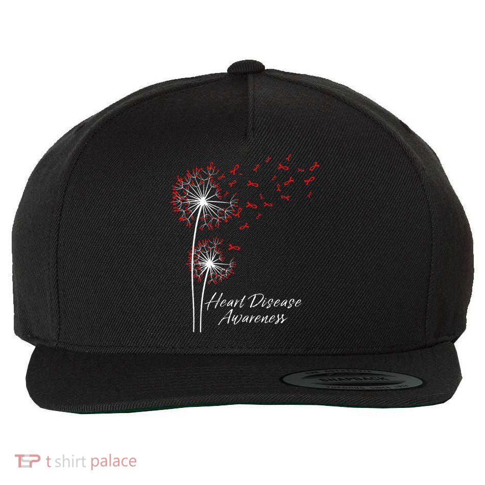 Dandelion Go Red Ribbon Heart Disease Awareness Month Wool Snapback Cap