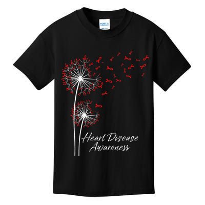 Dandelion Go Red Ribbon Heart Disease Awareness Month Kids T-Shirt
