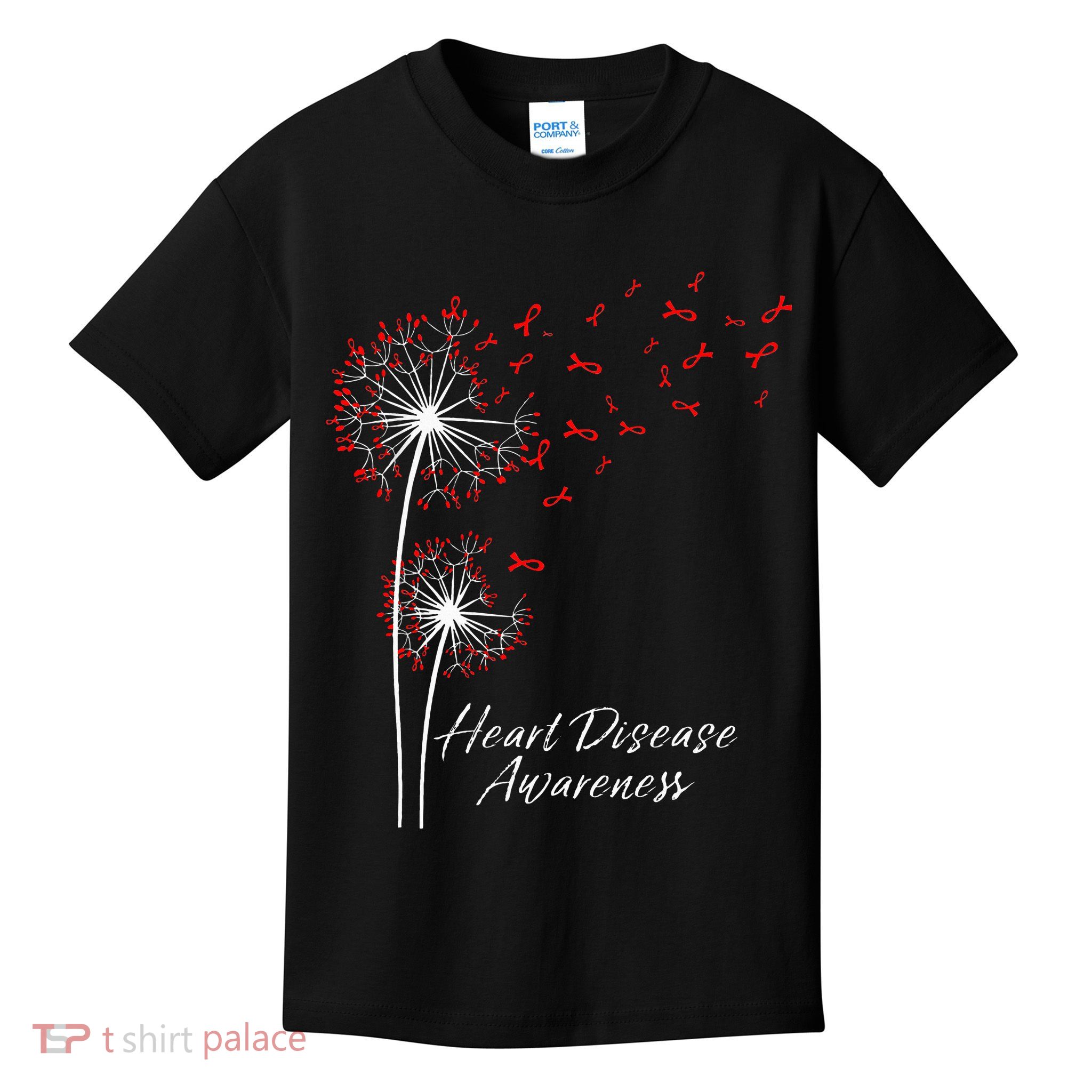 Dandelion Go Red Ribbon Heart Disease Awareness Month Kids T-Shirt