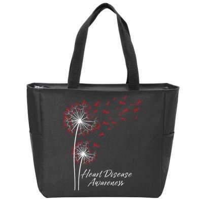 Dandelion Go Red Ribbon Heart Disease Awareness Month Zip Tote Bag