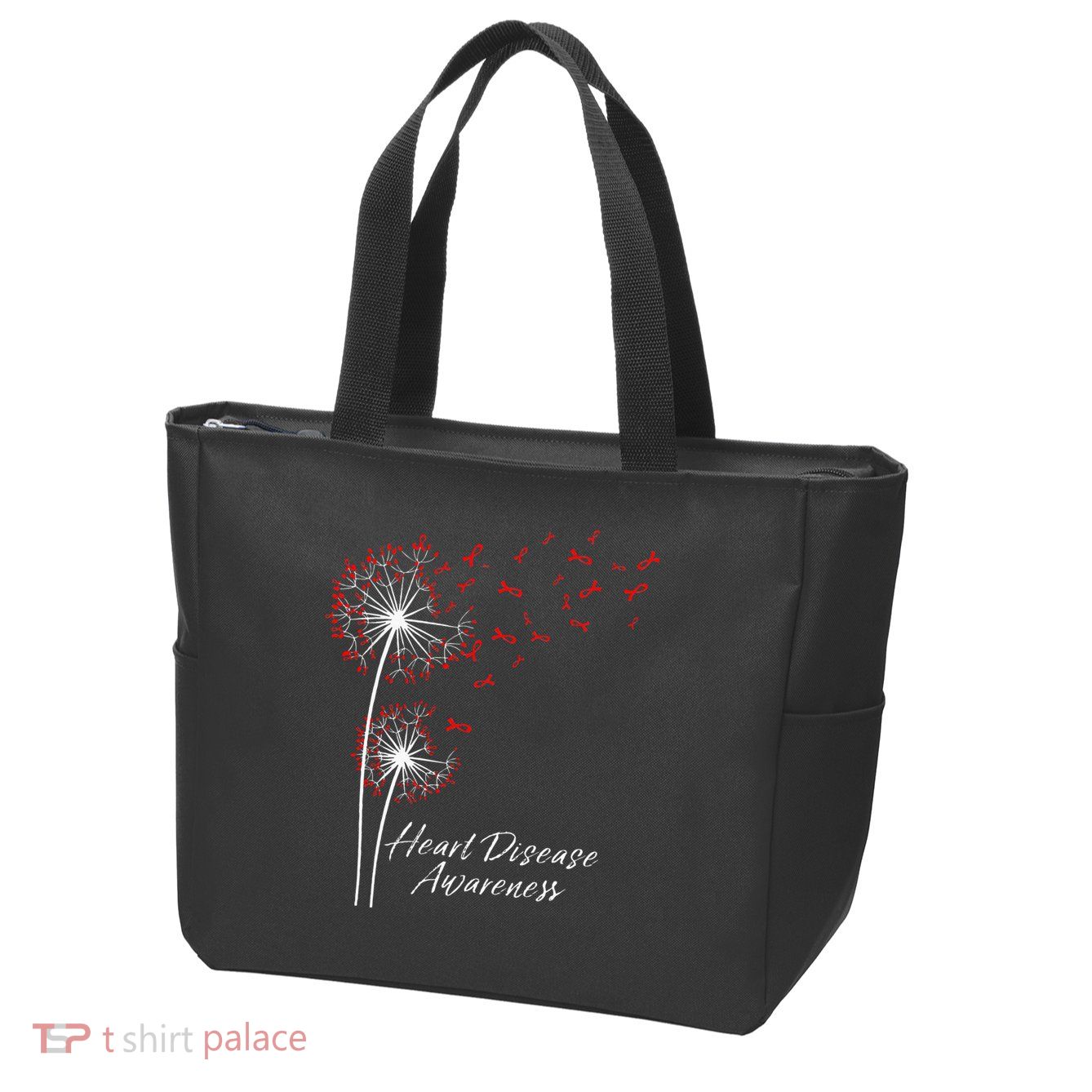 Dandelion Go Red Ribbon Heart Disease Awareness Month Zip Tote Bag