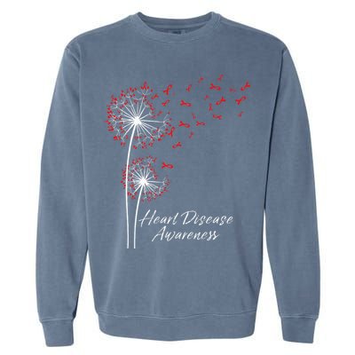 Dandelion Go Red Ribbon Heart Disease Awareness Month Garment-Dyed Sweatshirt