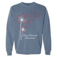 Dandelion Go Red Ribbon Heart Disease Awareness Month Garment-Dyed Sweatshirt