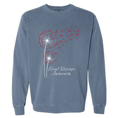 Dandelion Go Red Ribbon Heart Disease Awareness Month Garment-Dyed Sweatshirt