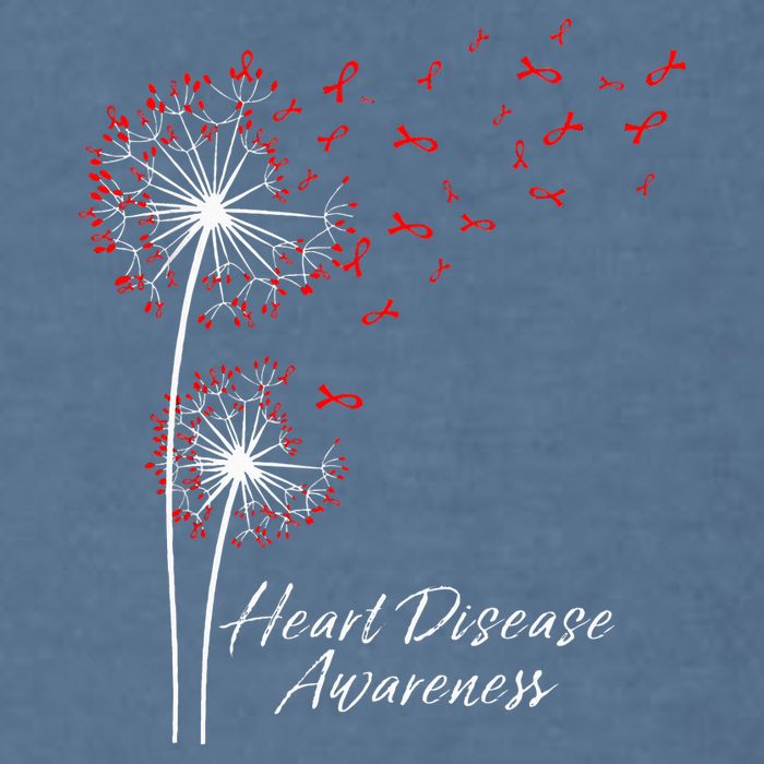Dandelion Go Red Ribbon Heart Disease Awareness Month Garment-Dyed Sweatshirt