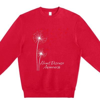 Dandelion Go Red Ribbon Heart Disease Awareness Month Premium Crewneck Sweatshirt