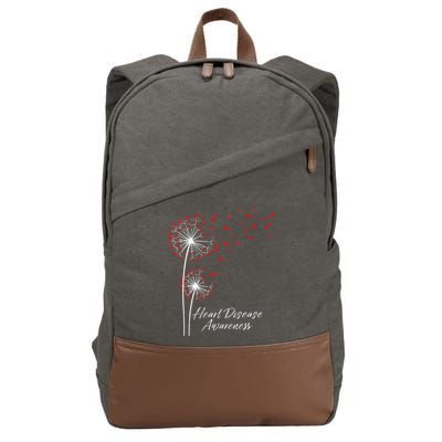 Dandelion Go Red Ribbon Heart Disease Awareness Month Cotton Canvas Backpack