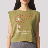 Dandelion Go Red Ribbon Heart Disease Awareness Month Garment-Dyed Women's Muscle Tee