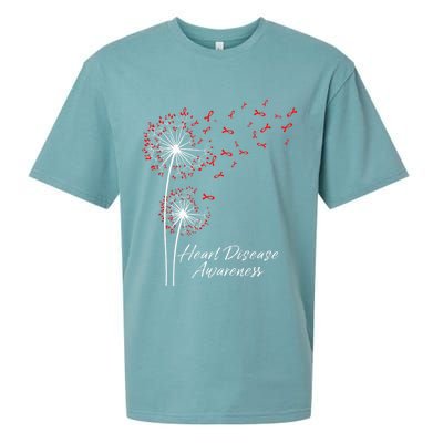 Dandelion Go Red Ribbon Heart Disease Awareness Month Sueded Cloud Jersey T-Shirt
