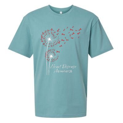 Dandelion Go Red Ribbon Heart Disease Awareness Month Sueded Cloud Jersey T-Shirt