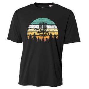 Disc Golf Retro Sunset Frisbee Golf Player Cooling Performance Crew T-Shirt