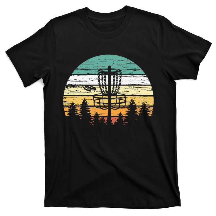 Disc Golf Retro Sunset Frisbee Golf Player T-Shirt