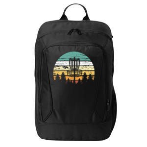 Disc Golf Retro Sunset Frisbee Golf Player City Backpack