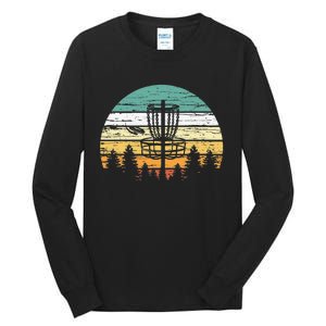 Disc Golf Retro Sunset Frisbee Golf Player Tall Long Sleeve T-Shirt