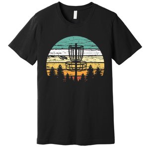 Disc Golf Retro Sunset Frisbee Golf Player Premium T-Shirt