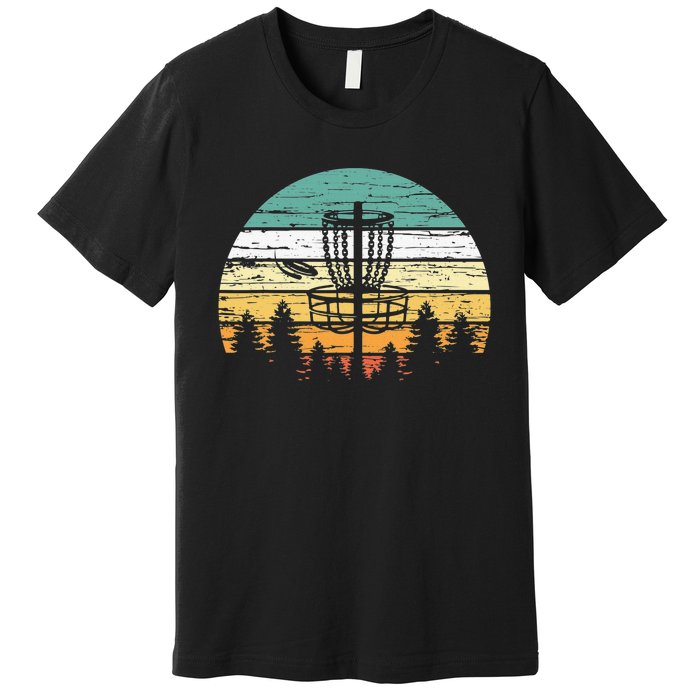 Disc Golf Retro Sunset Frisbee Golf Player Premium T-Shirt