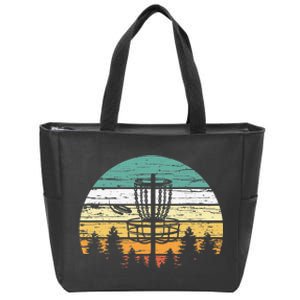 Disc Golf Retro Sunset Frisbee Golf Player Zip Tote Bag