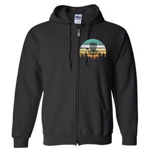 Disc Golf Retro Sunset Frisbee Golf Player Full Zip Hoodie